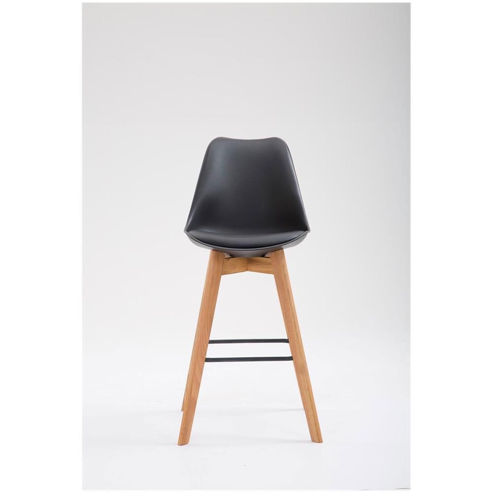 Sgabello Alto Metz in Polipropilene Imbottito - Sgabello Bancone 4 Gambe I Sgabello Cucina con Poggiapiedi Design Tulip I Sedia Scandinava Carico Max 115 kg Nero Base Natura - Foto 2