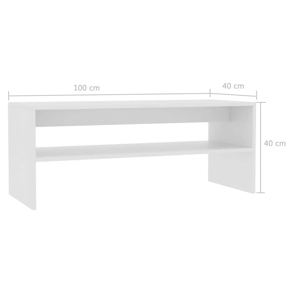 Tavolino da Salotto Bianco 100x40x40 cm in Legno Multistrato - Foto 10
