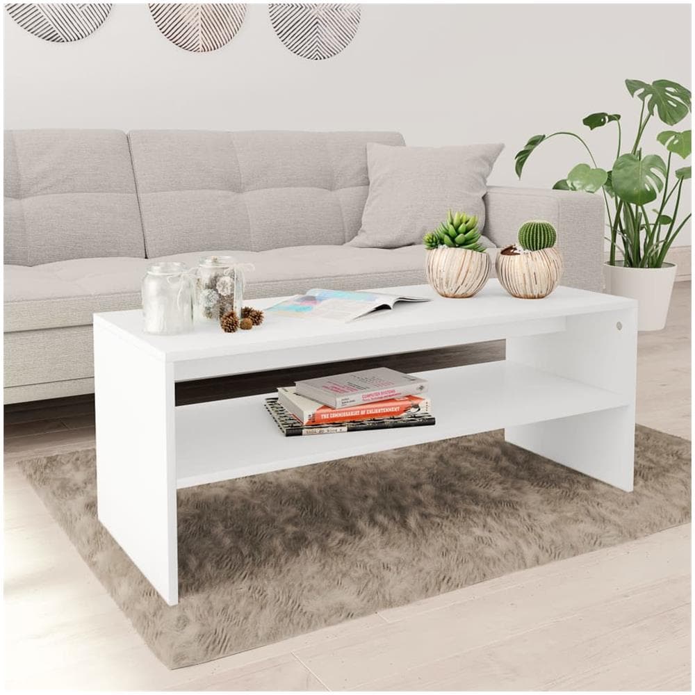 Tavolino da Salotto Bianco 100x40x40 cm in Legno Multistrato - Foto 1