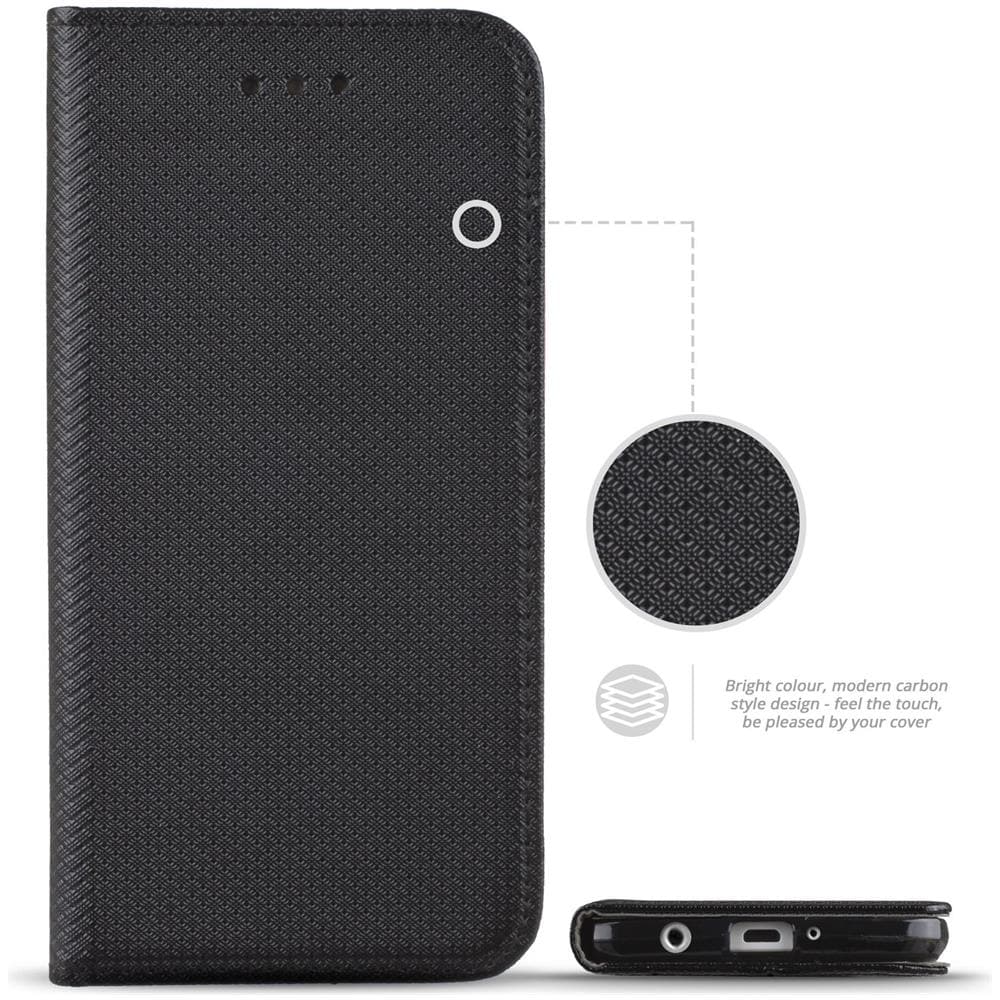 Cover Per Samsung A10, Nero - Custodia A Libro Flip Smart Magnetica Con Appoggio E Porta Carte - Foto 2