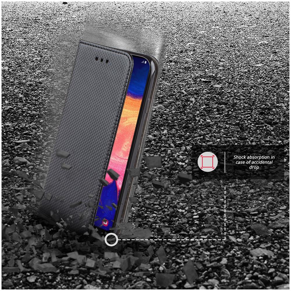Cover Per Samsung A10, Nero - Custodia A Libro Flip Smart Magnetica Con Appoggio E Porta Carte - Foto 7