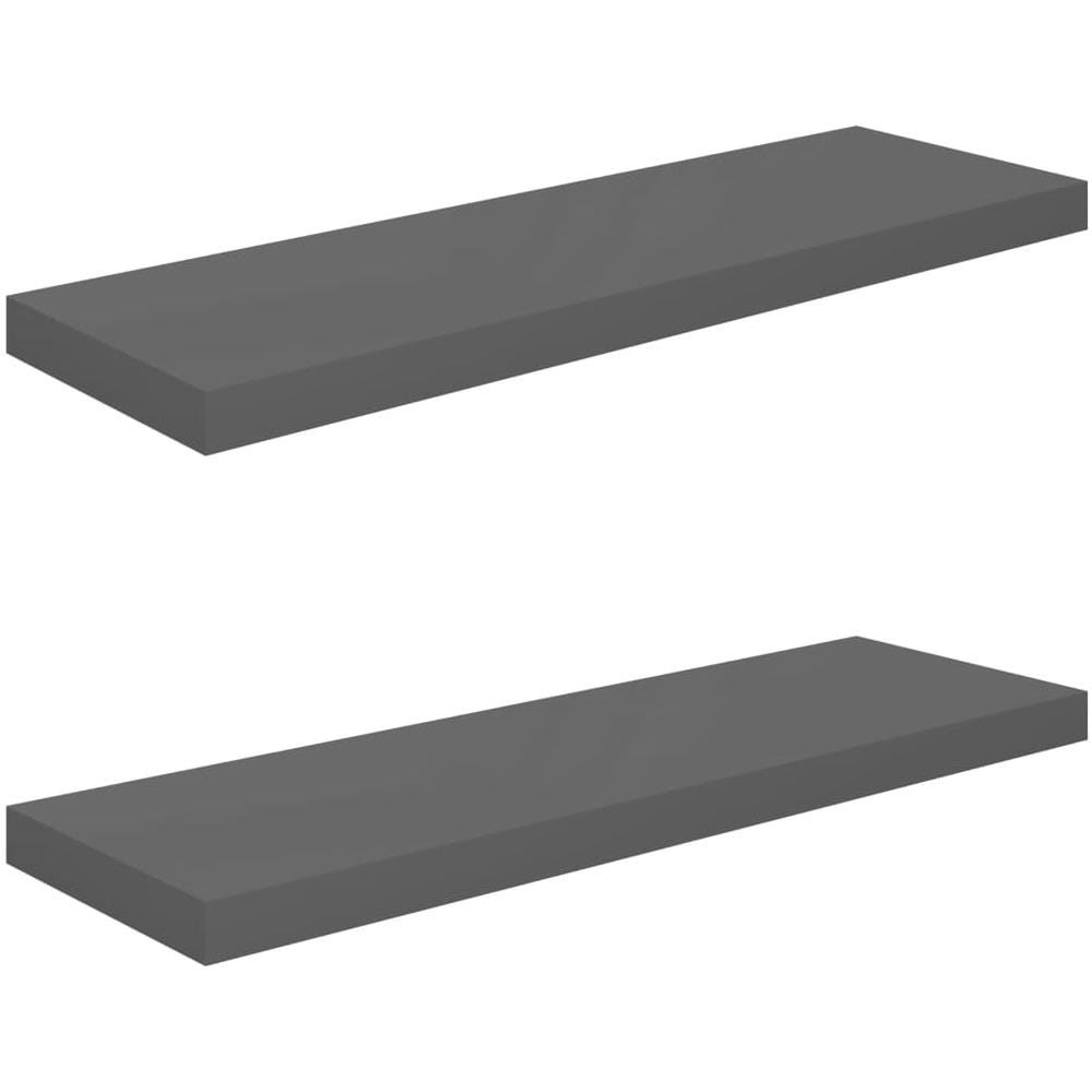Scaffali A Parete 2 Pz Grigio Lucido 80x23,5x3,8 Cm In Mdf - Foto 2