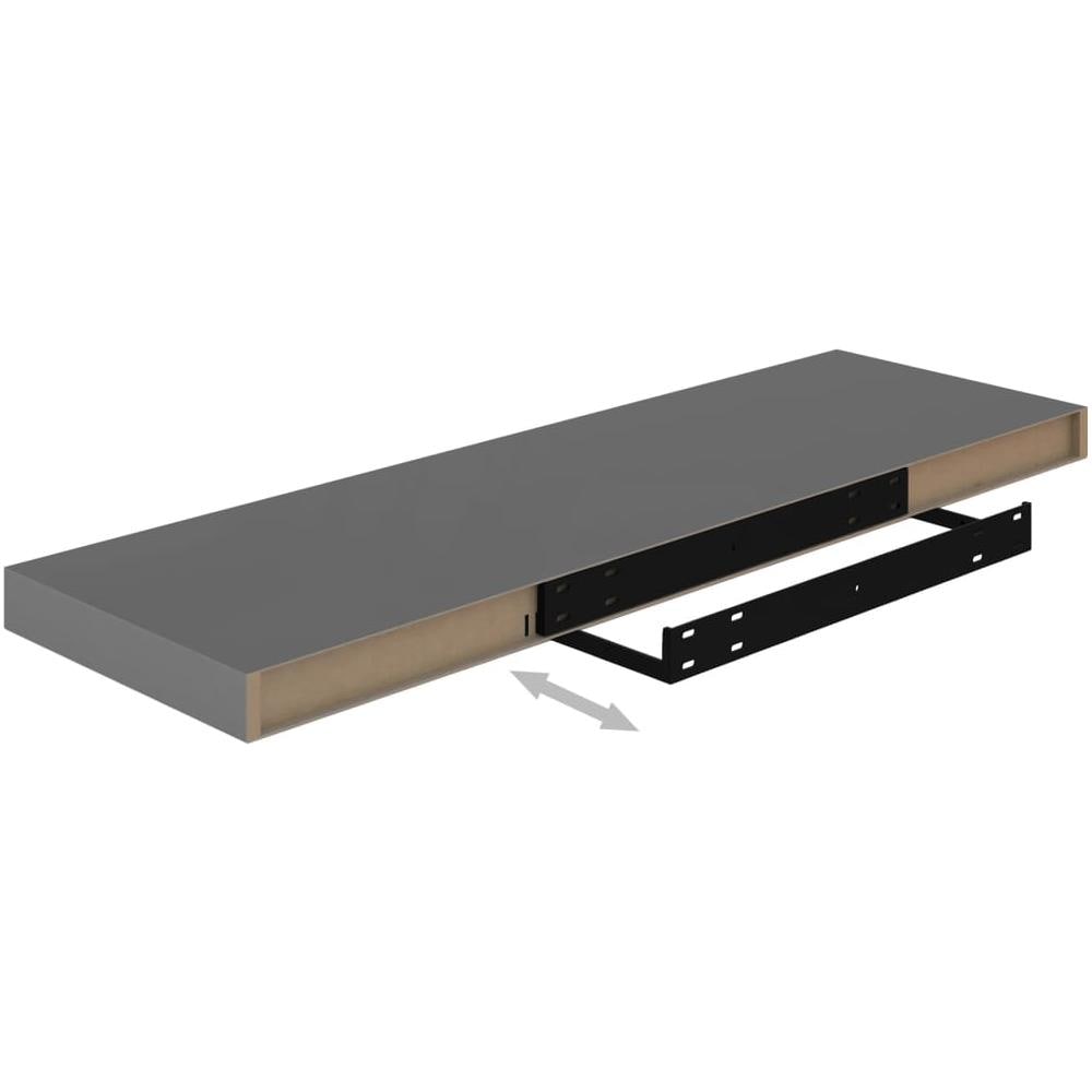 Scaffali A Parete 2 Pz Grigio Lucido 80x23,5x3,8 Cm In Mdf - Foto 8