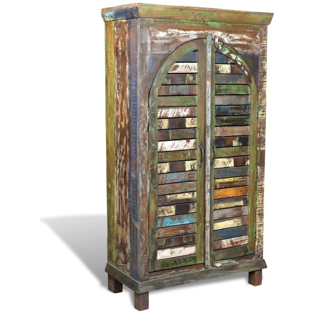 Libreria Multicolore in Legno Riciclato con 3 Scaffali e 2 Ante - Foto 2