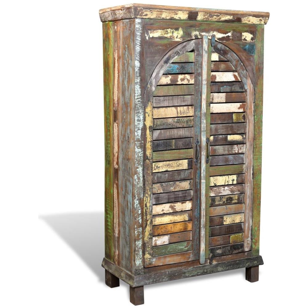 Libreria Multicolore in Legno Riciclato con 3 Scaffali e 2 Ante - Foto 3