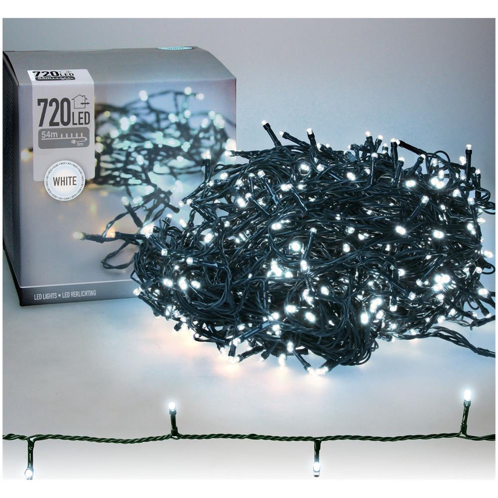 Catena Luci Di Natale 720 Led 54 M Bianco Freddo Decorazione Da Interno / esterno - Foto 1
