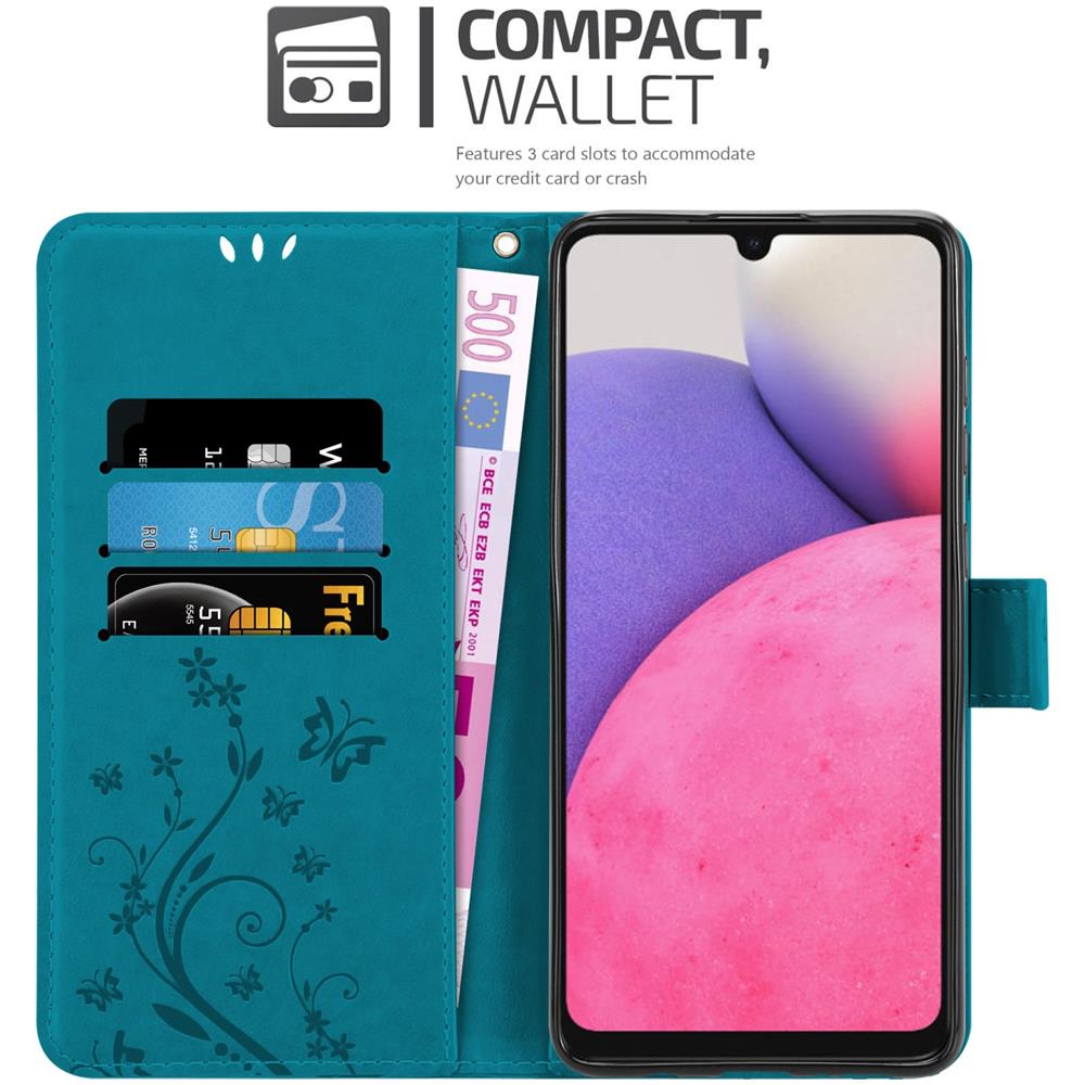 Cadorabo Custodia Compatibile Con Samsung Galaxy A33 5g In Blu Fiore - Coperchio Protettivo In Design Floreale Con Chiusura Magnetica, Funzione Stand E Slot Per Carte - Foto 2