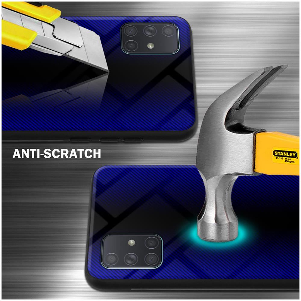 Custodia Compatibile Con Samsung Galaxy A71 4g - Ottica A Strisce In Cobalto Viola - Coperchio Protettivo In Vetro Temperato E Silicone Tpu - Foto 2
