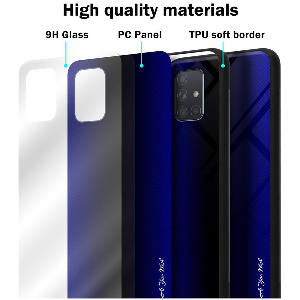 Custodia Compatibile Con Samsung Galaxy A71 4g - Ottica A Strisce In Cobalto Viola - Coperchio Protettivo In Vetro Temperato E Silicone Tpu - Foto 6