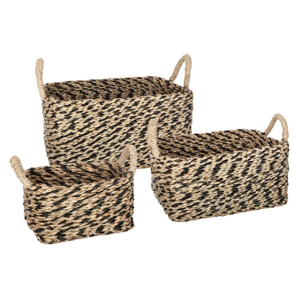 Cestini Decorativi Rettangolari Con Manici, 3 Misure, Colore Nero - Foto 1
