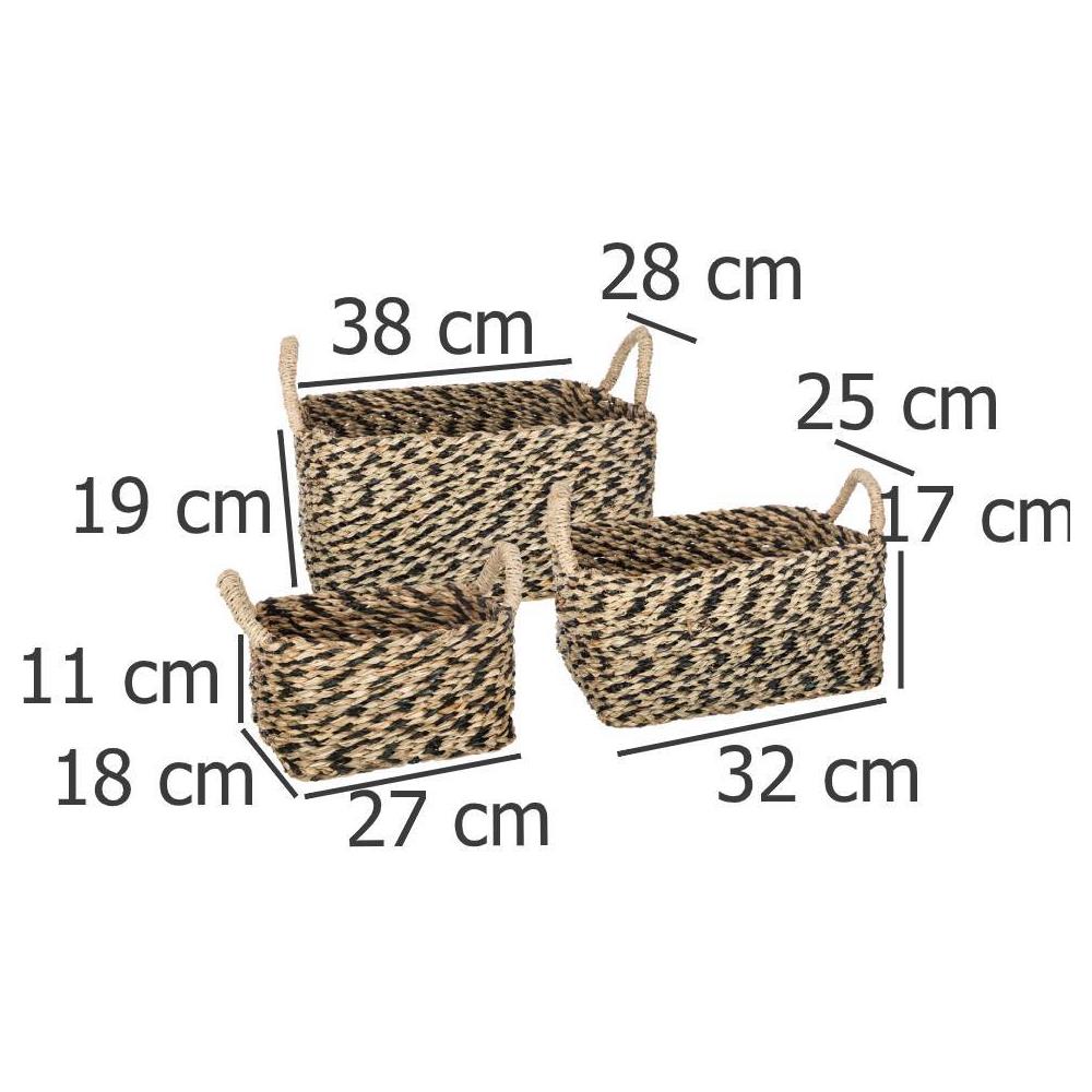 Cestini Decorativi Rettangolari Con Manici, 3 Misure, Colore Nero - Foto 6