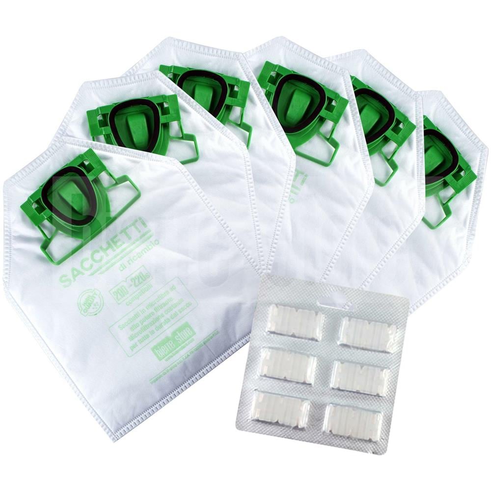 Sacchetti Folletto Vk 200 Vk 220 S E Profumi 6 Pz Compatibili - Foto 1