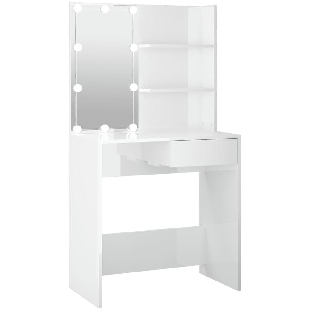 Toeletta Con Led Bianco Lucido 74,5x40x141 Cm - Foto 1