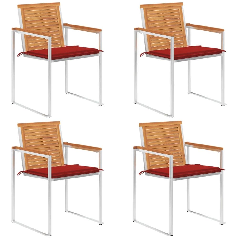 Sedie Da Giardino Con Cuscini 4 Pz In Legno Massello Di Acacia - Foto 1