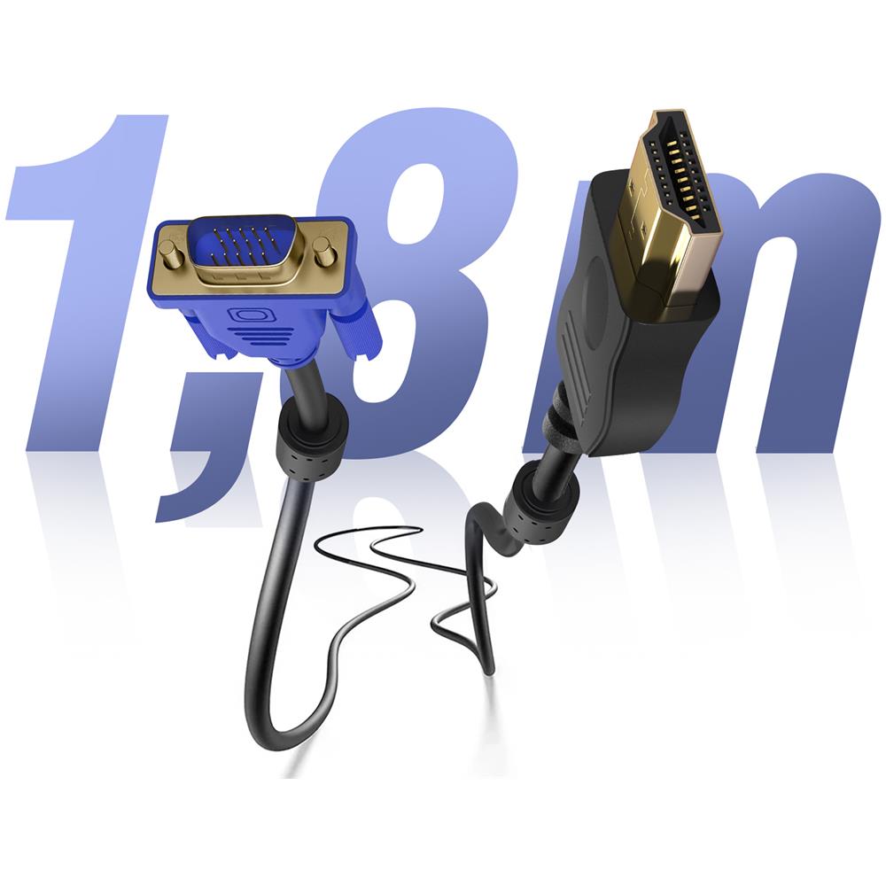 Cavo Hdmi Maschio Verso Vga Maschio 15 Pin 1,8m Trasmissiome Audio E Video Nero - Foto 2