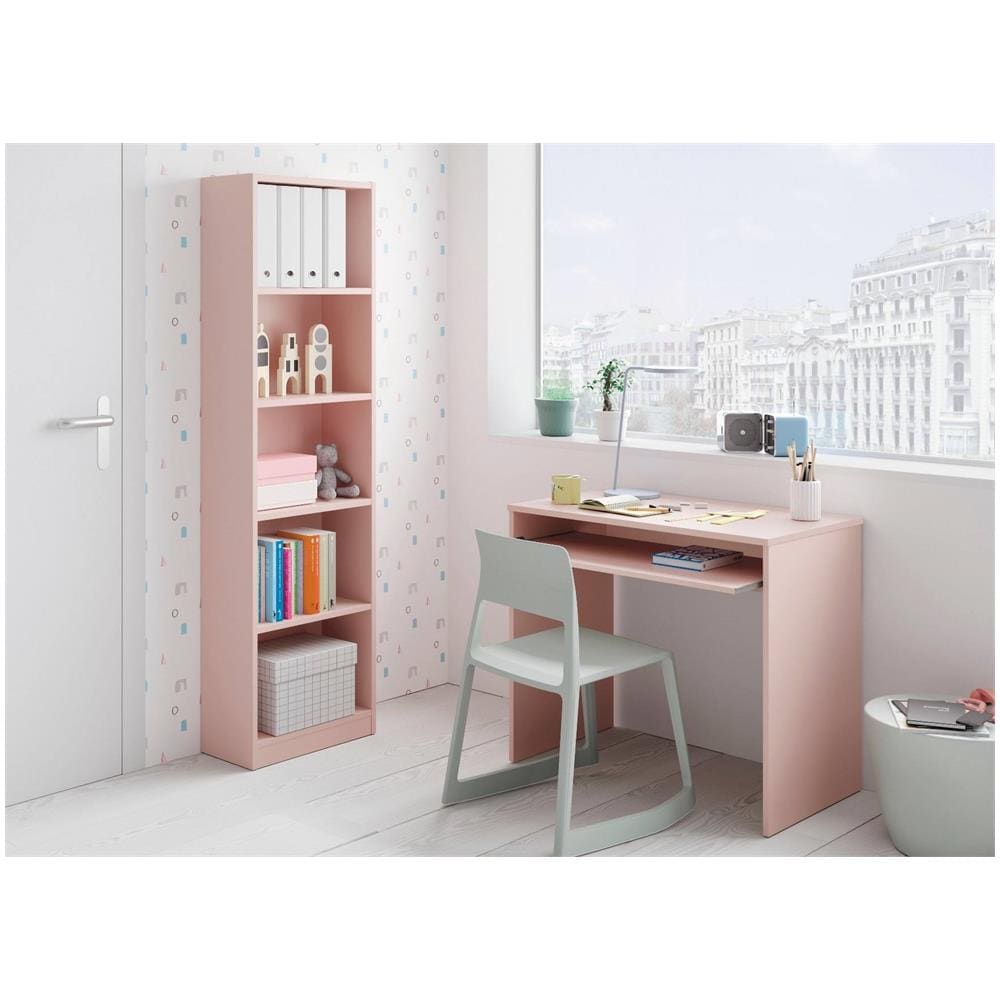 Scrivania Dayton, Scrittoio Per Ufficio Con Ripiano, Tavolo Da Studio Porta Pc Da Ufficio O Cameretta, Tavolo Da Studio, 90x54h79 Cm, Rosa - Foto 1