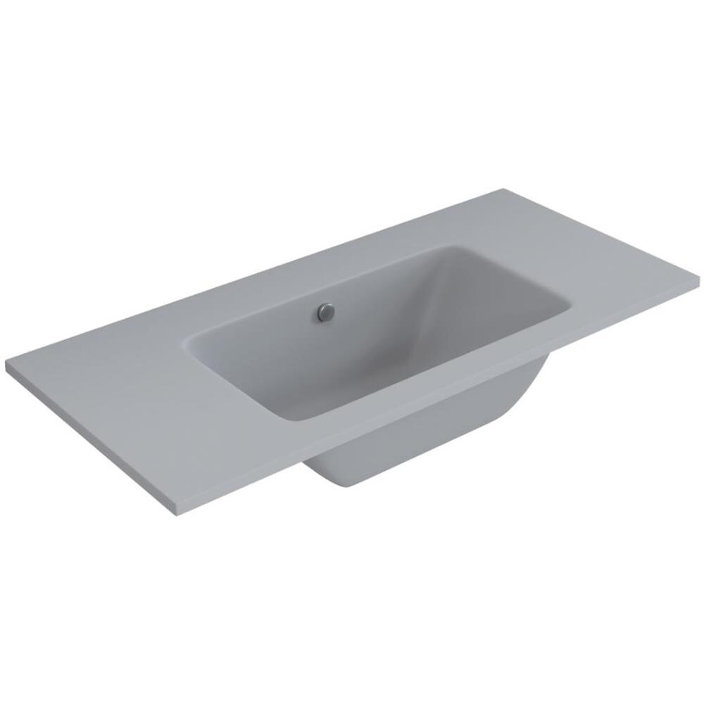 Lavabo Ad Incasso Mineral Marmo Colore Grigio Cenere Mobile Composizione Bagno *** Misure : 101x46 Cm - Foto 1