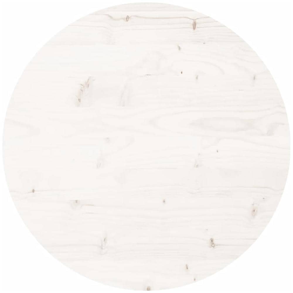 Piano Tavolo Rotondo Bianco 50x3 Cm In Legno Massello Di Pino - Foto 2