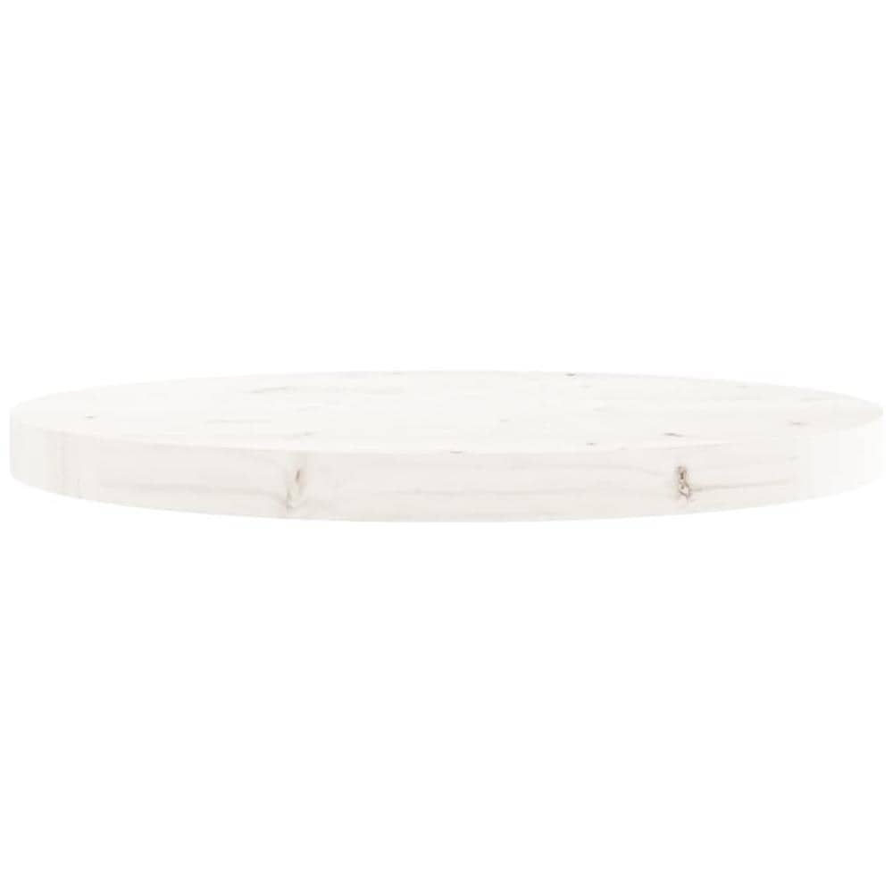 Piano Tavolo Rotondo Bianco 50x3 Cm In Legno Massello Di Pino - Foto 3