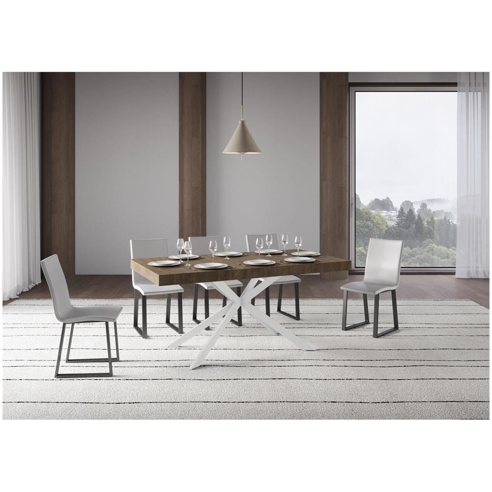 Tavolo allungabile 90x180/440 cm Plaker noce gambe bianche - Foto 2