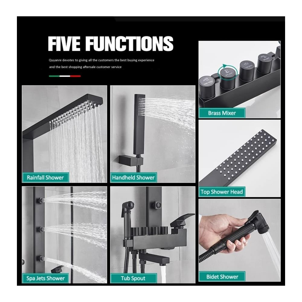 Miscelatore doccia, Blackswan, tipo M52 con 5 funzioni, modello nero opaco, misura 103 cm - Foto 4