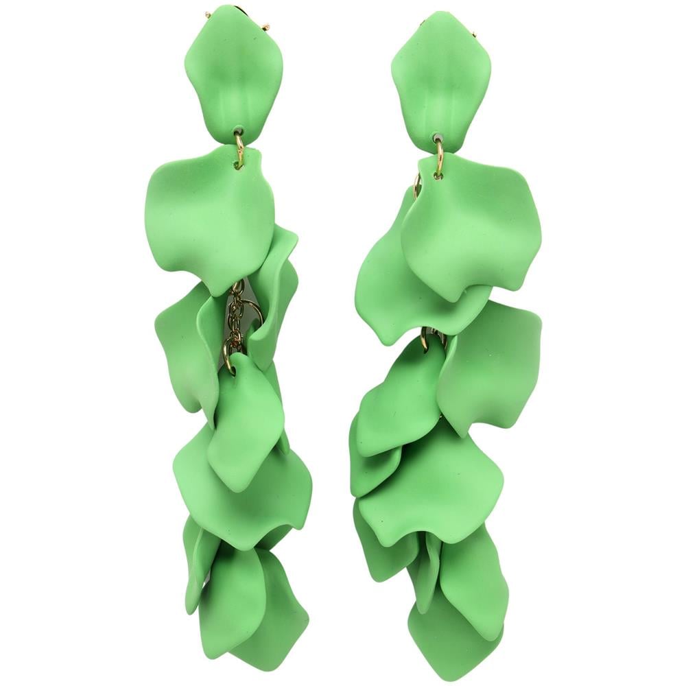 Orecchini Pendenti a Forma di Petalo di Rosa Verde - Foto 1