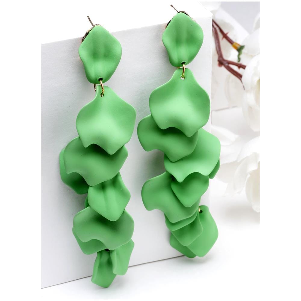 Orecchini Pendenti a Forma di Petalo di Rosa Verde - Foto 2