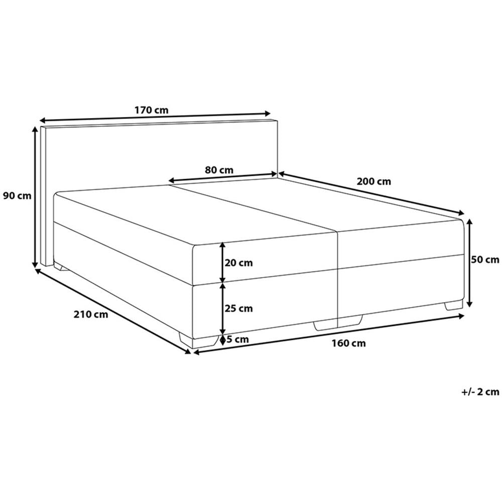 Letto Boxspring In Pelle Bianco / nero 160 X 200 Cm President - Foto 2