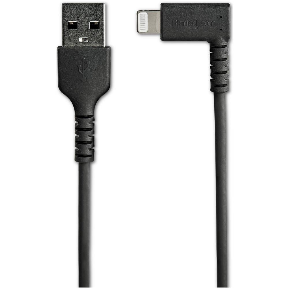 Cavo da USB-A a Lightening da 1m durevole - nero ad angolo retto a 90° in fribra aramidica - Robusto e resistente cavo di alimentazione /sincronizzazione da USB tipo A a Lightening con certificazione Apple MFi per iPad /iPhone 12 - Foto 2