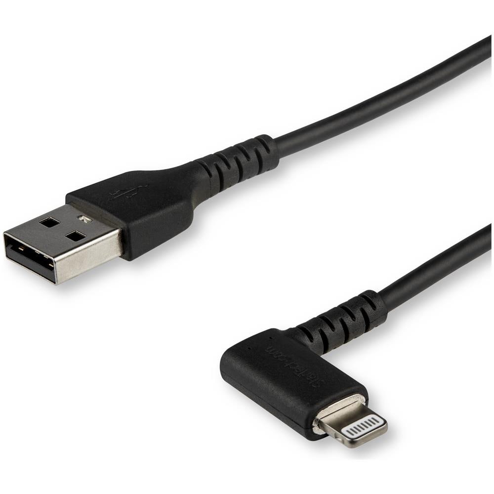 Cavo da USB-A a Lightening da 1m durevole - nero ad angolo retto a 90° in fribra aramidica - Robusto e resistente cavo di alimentazione /sincronizzazione da USB tipo A a Lightening con certificazione Apple MFi per iPad /iPhone 12 - Foto 1