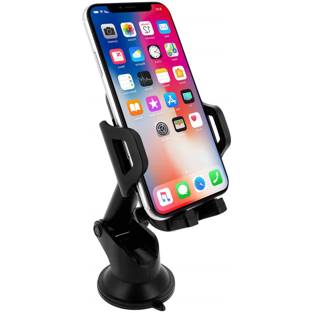 Support Auto Smartphone 47 A 95 Mm Fissaggio Ventosa Rotante, Nero - Foto 5