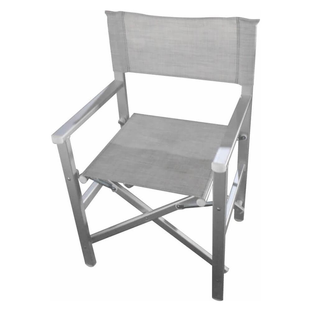 Poltrona Sedia Regista Textilene Grigia Per Campeggio Spiaggia Mare Piscina Giardino Esterno - Foto 2
