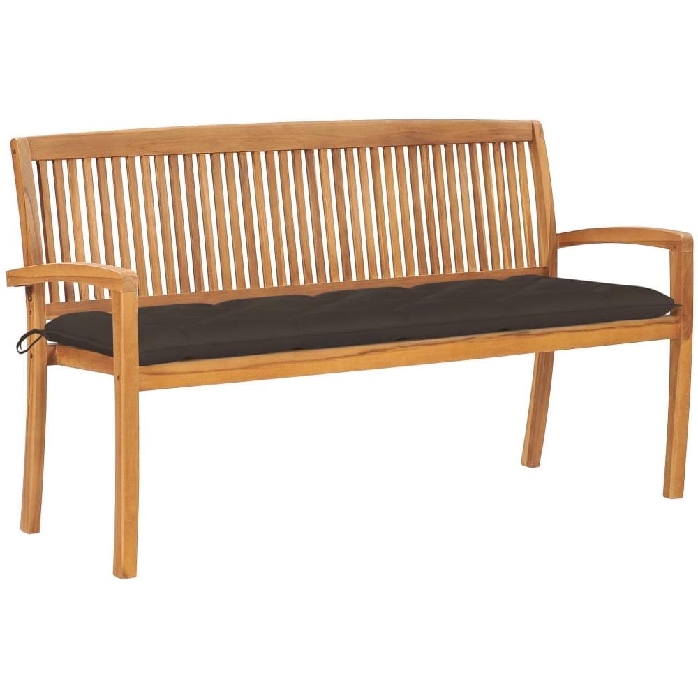 Panchina Da Giardino Impilabile E Cuscino 159cm Teak Massello - Foto 1