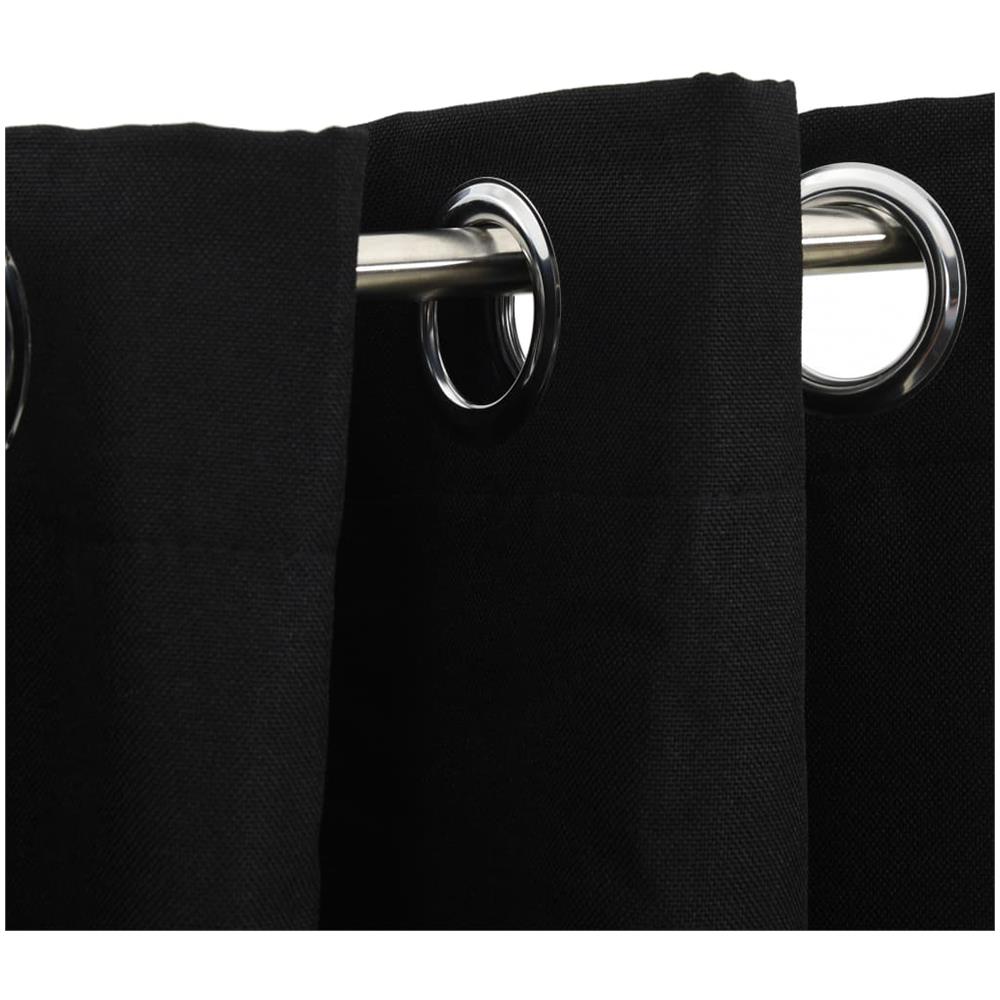 Tende Oscuranti Effetto Lino Con Occhielli 2pz 140x225cm Nere - Foto 4