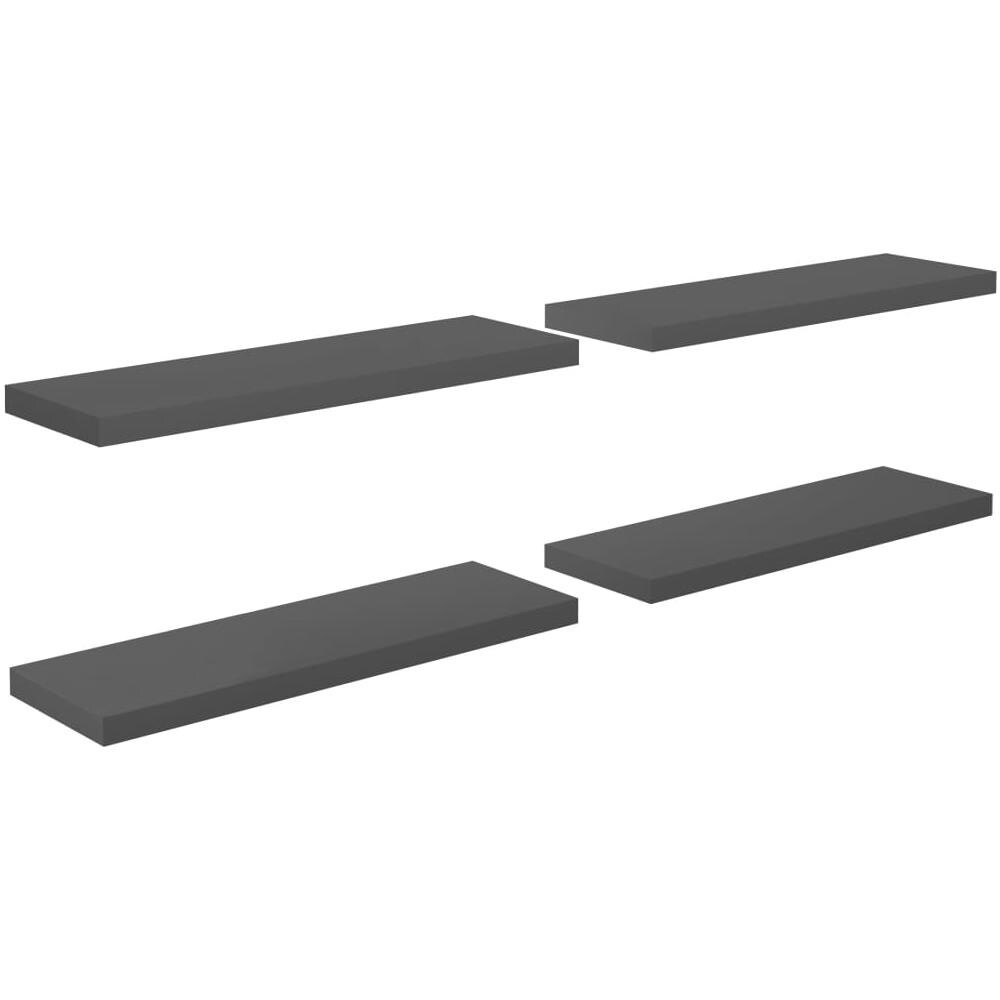 Scaffali A Parete 4 Pz Grigio Lucido 80x23,5x3,8 Cm In Mdf - Foto 2