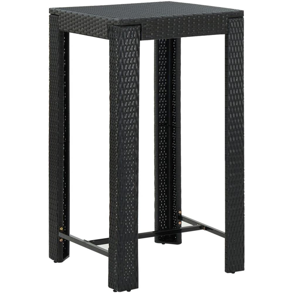 Tavolo Da Bar Da Giardino Nero 60,5x60,5x110,5 Cm Polyrattan - Foto 1