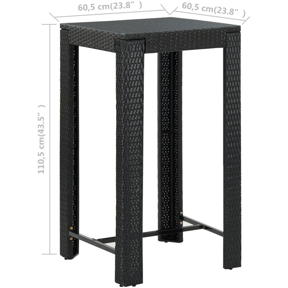 Tavolo Da Bar Da Giardino Nero 60,5x60,5x110,5 Cm Polyrattan - Foto 5