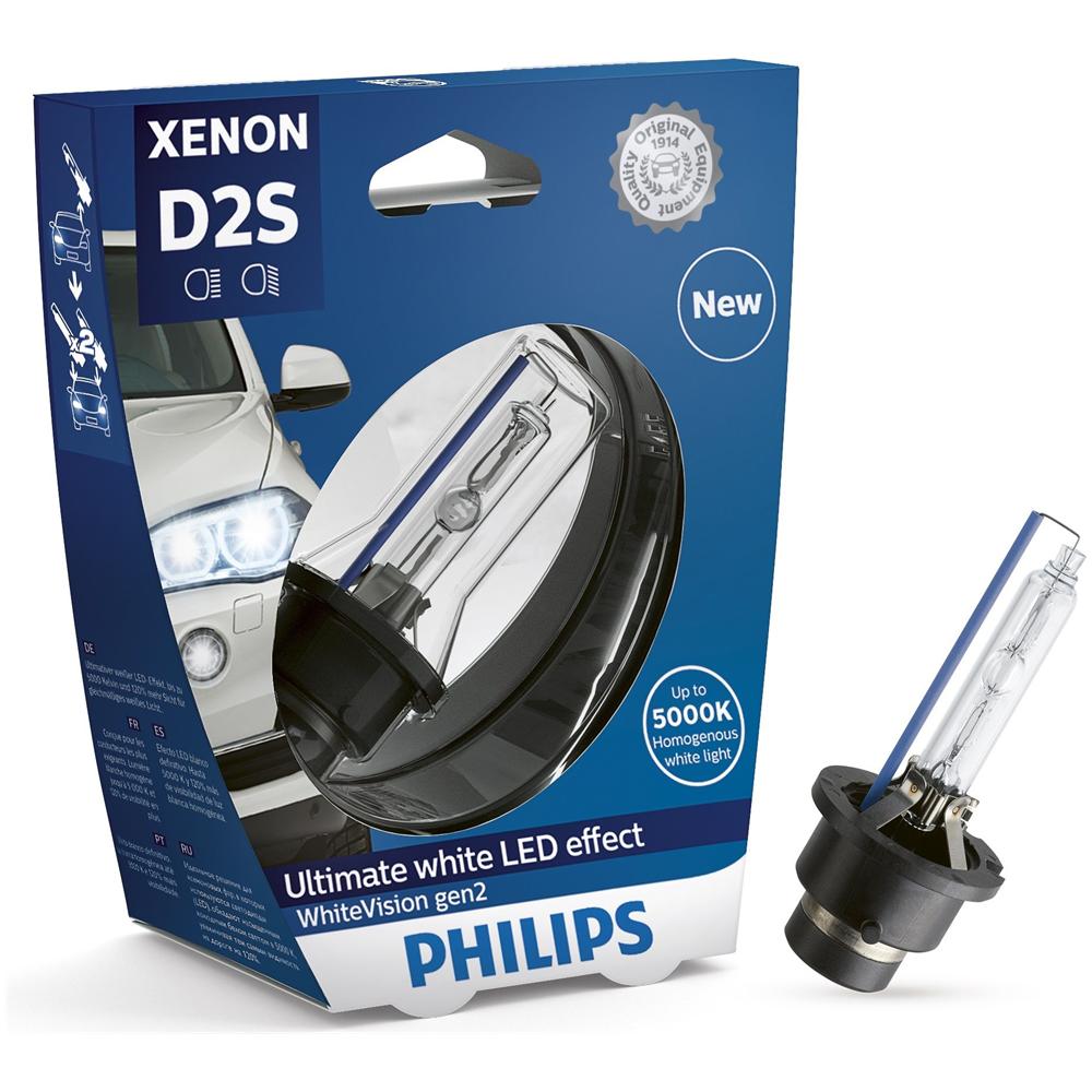 WhiteVision Lampadina per fari allo Xenon, D2S, Xeno, Abbagliante, Basso raggio, Scatola, Bianco, Notte - Foto 2