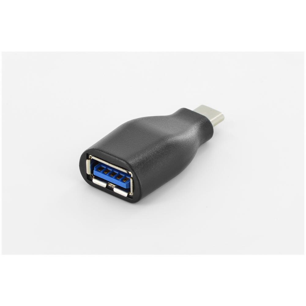 USB C / USB A, USB C, USB A, Maschio / femmina, Nero, Nichel, Sacchetto di politene - Foto 1
