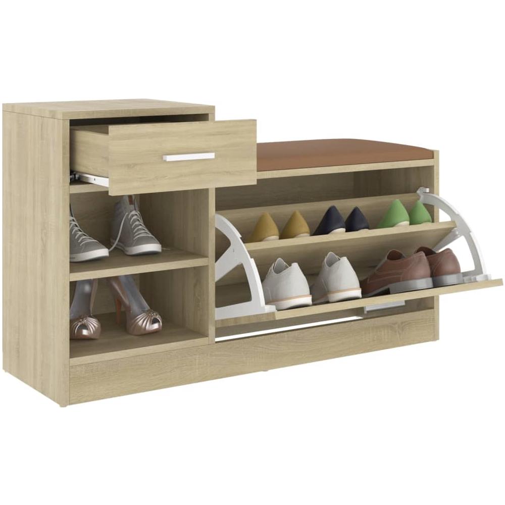 Panca Porta Scarpe Rovere Sonoma 94,5x31x57cm Legno Multistrato - Foto 6