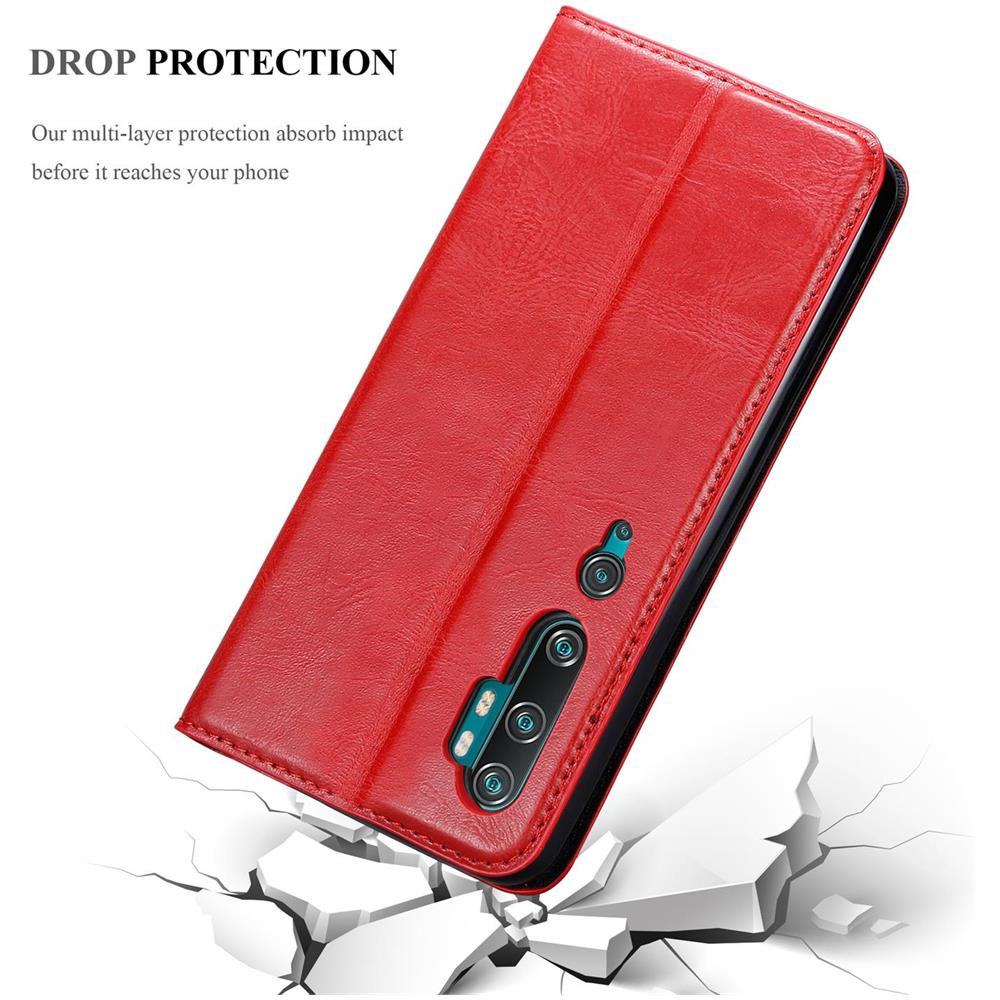 Custodia Compatibile Con Xiaomi Mi Note 10 In Rosso Mela - Coperchio Protettiva Con Chiusura Magnetica, Funzione Stand E Tasca Per Le Carte - Foto 8