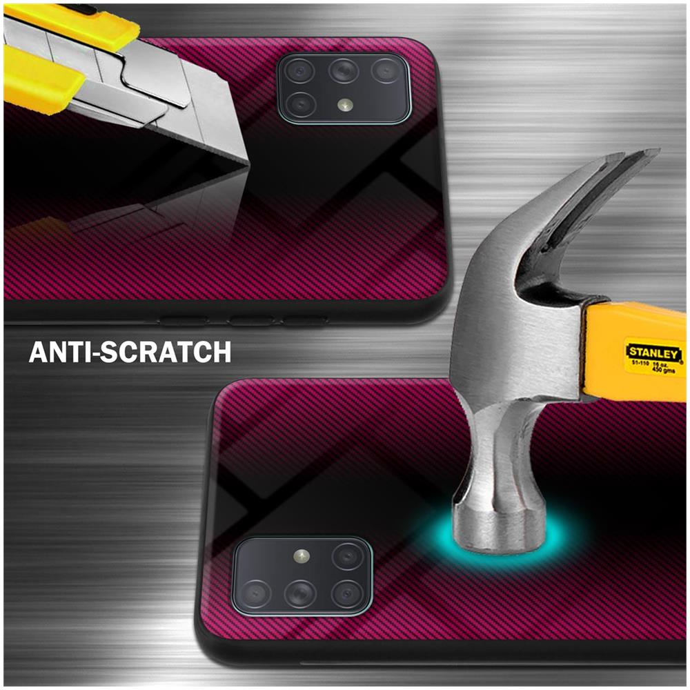 Custodia Compatibile Con Samsung Galaxy A71 4g - Ottica A Strisce In Cremisi Rosa - Coperchio Protettivo In Vetro Temperato E Silicone Tpu - Foto 2