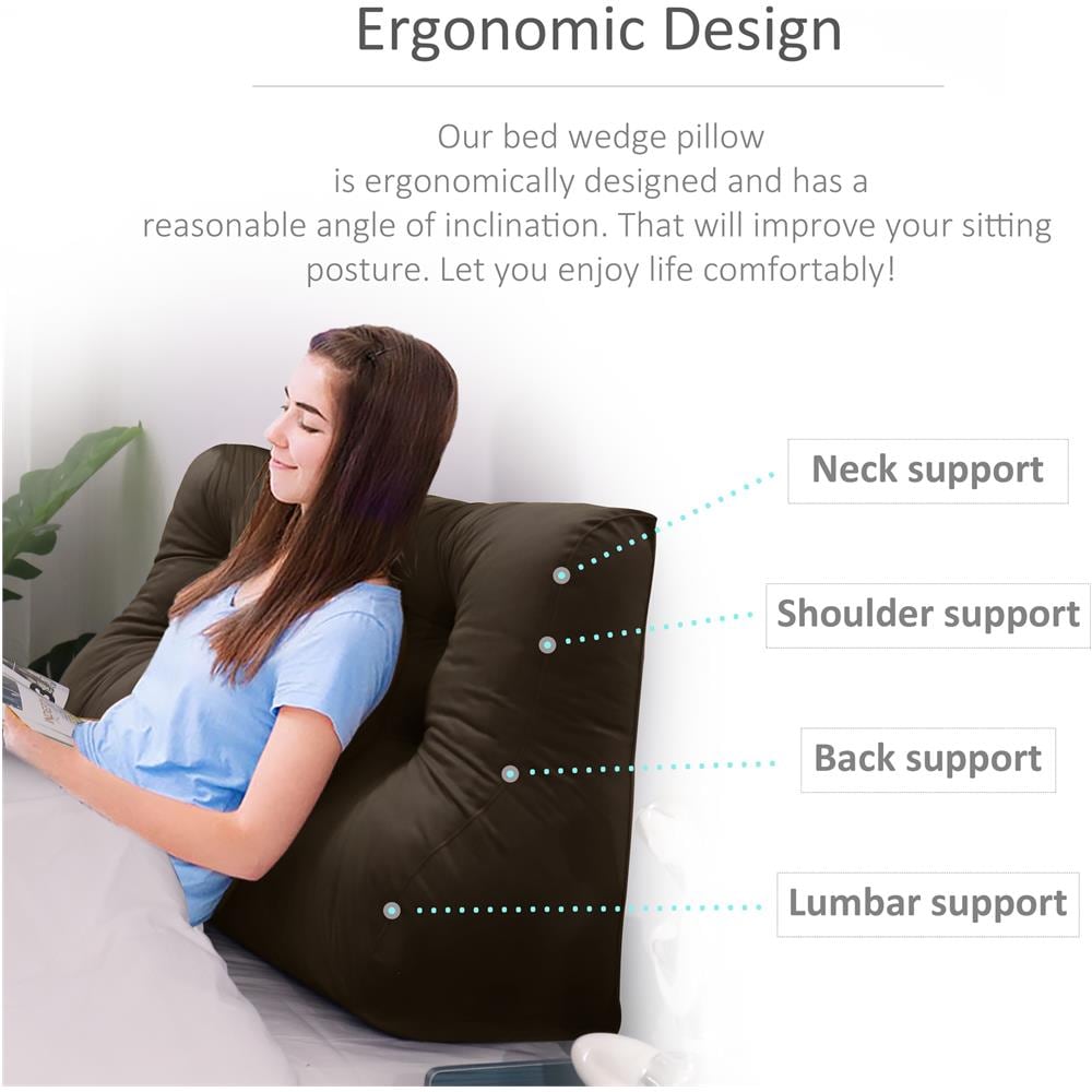 Cuscino A Cuneo Da Lettura Per Schienale, Cuscino Antireflusso Per Letto, Cuscini Gambe Lombare Di Supporto Per Divano, Grandi Testata Letto 140cm Lx26cm Px55cm A - Foto 3