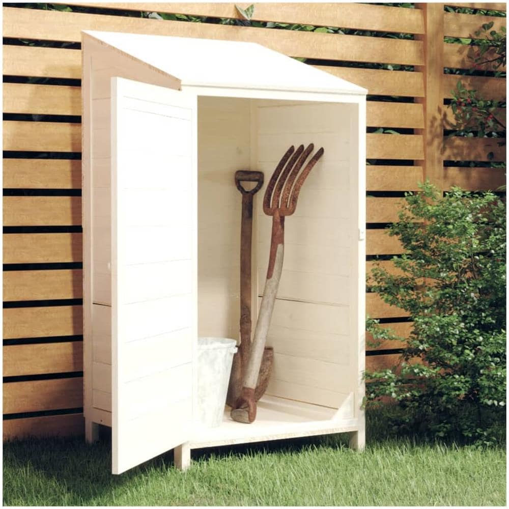 Capanno Da Giardino Bianco 55x52x112 Cm Legno Massello Di Abete - Foto 1