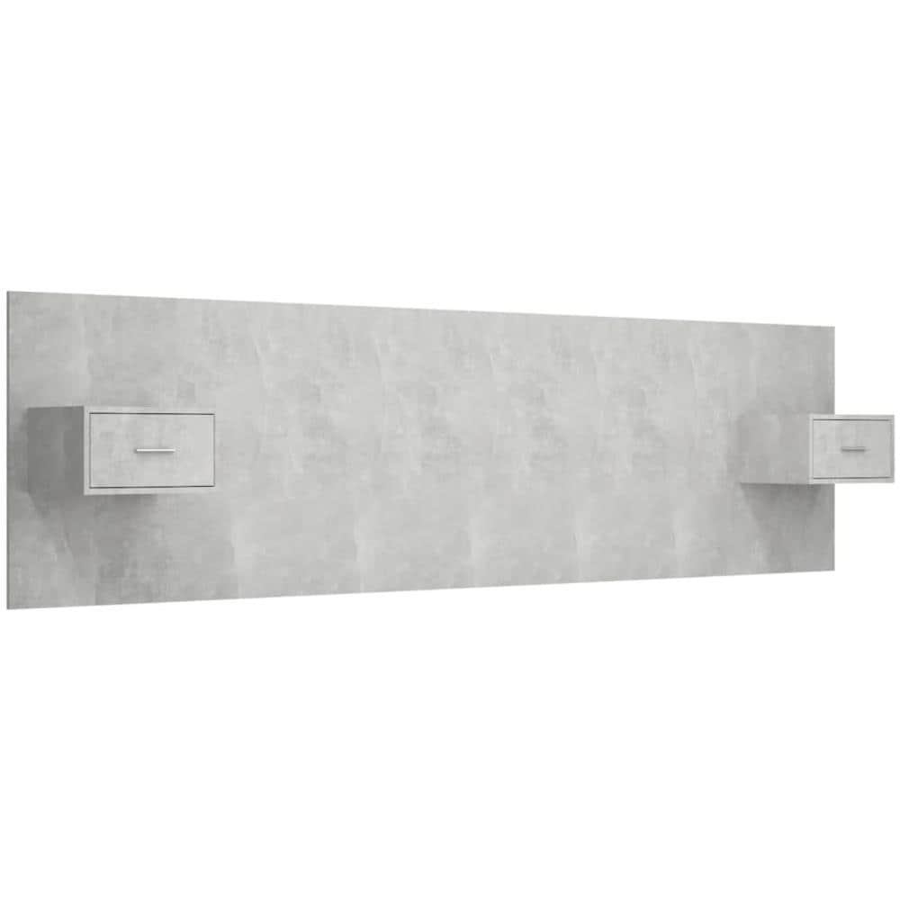Testiera Letto Con Comodini In Legno Multistrato Grigio Cemento - Foto 2