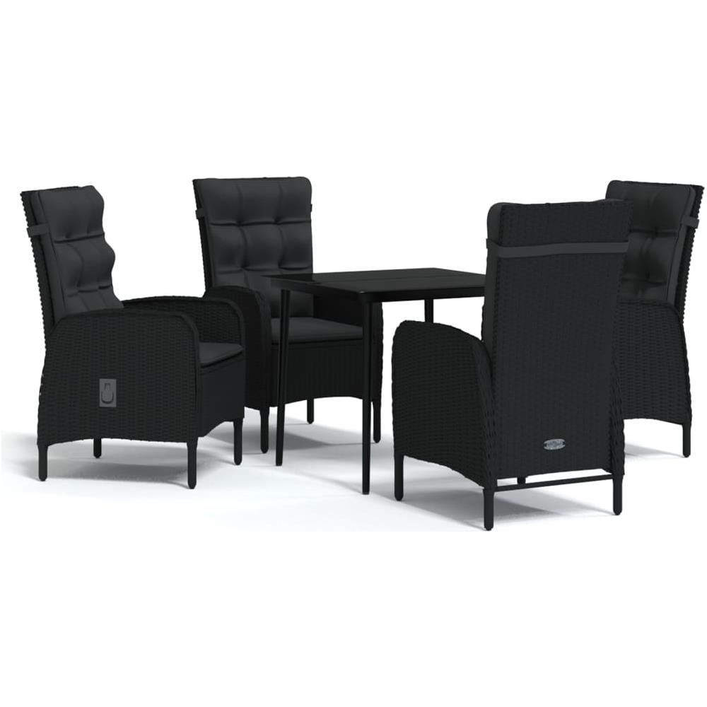 Set Da Pranzo Per Giardino 5 Pz Con Cuscini Nero - Foto 1
