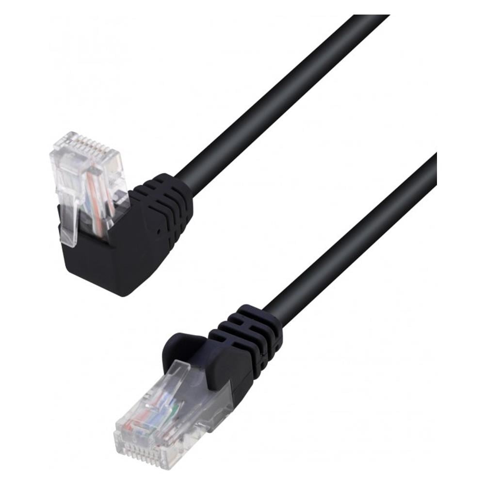 Cavo Di Rete Patch Connettore Angolato 90 Cca Cat. 5e Utp 1m Nero - Foto 1