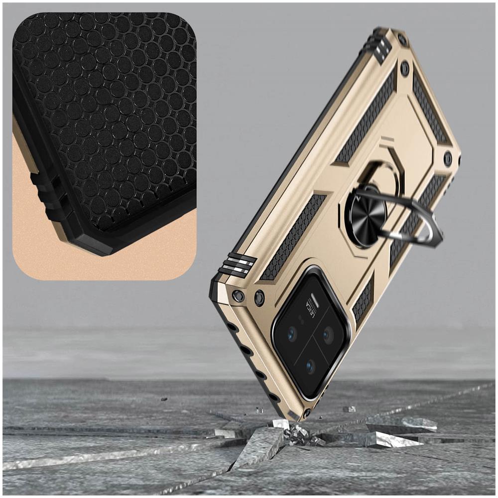 Cover Per Xiaomi 13 Pro Anti-urto Ibrida Anello Sostegno Funzione Supporto Oro - Foto 2