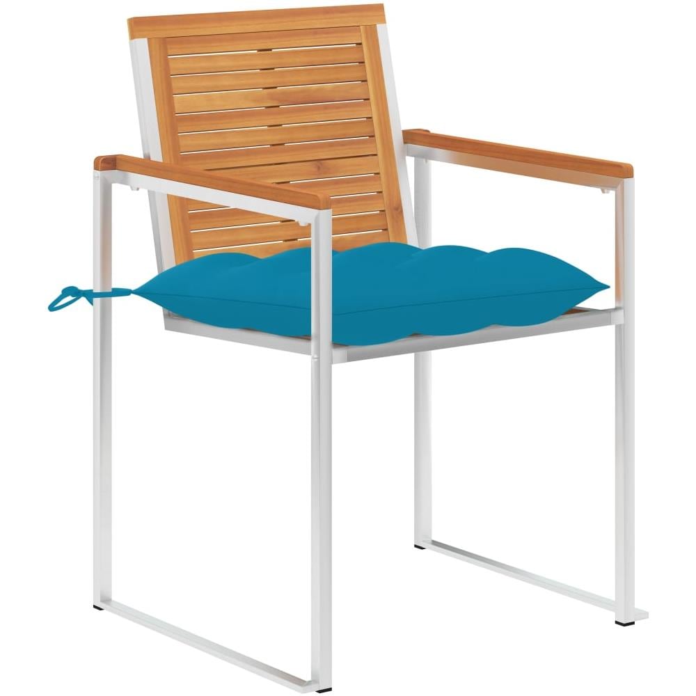 Sedie Da Giardino 2 Pz Con Cuscini In Legno Acacia E Acciaio - Foto 2