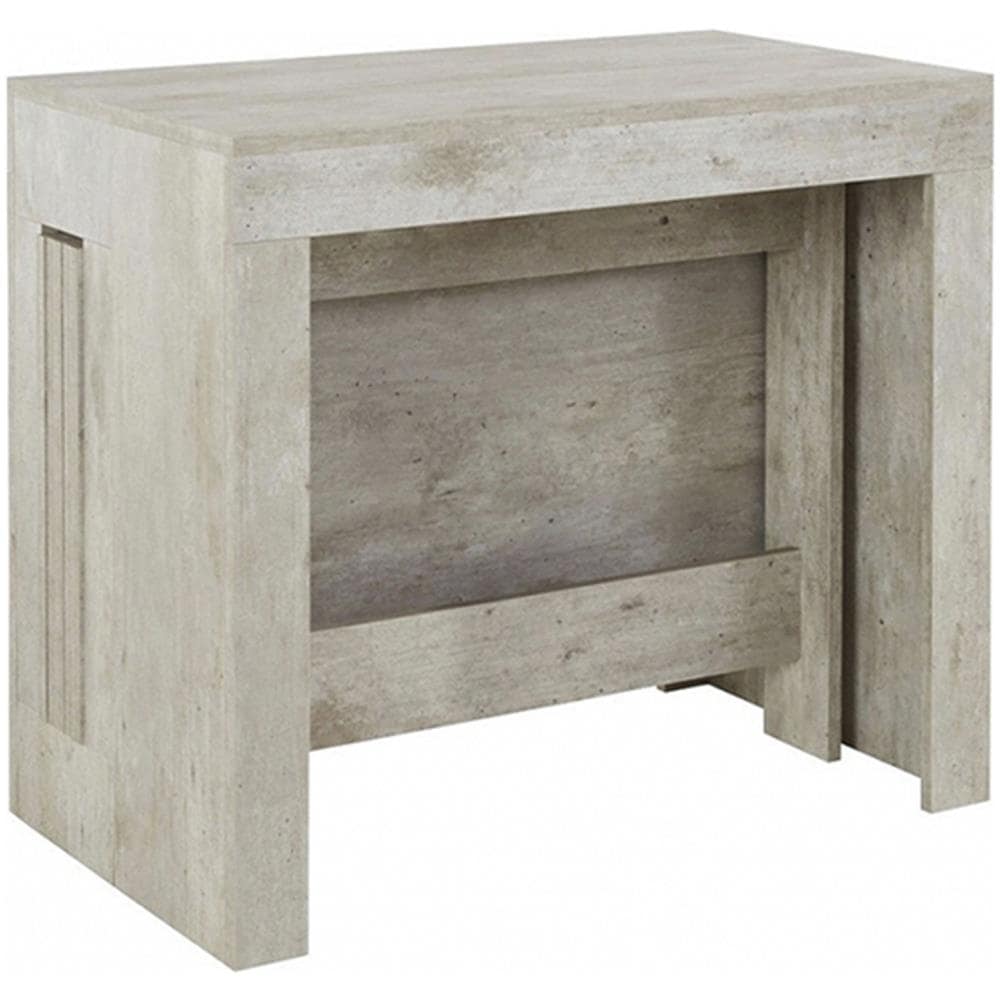 Tavolo Allungabile Martino, Consolle Allungabile Fino A 12 Posti, Tavolo Con Portallunghe, 100% Made In Italy, Cm 51/300x90h77, Cemento - Foto 2